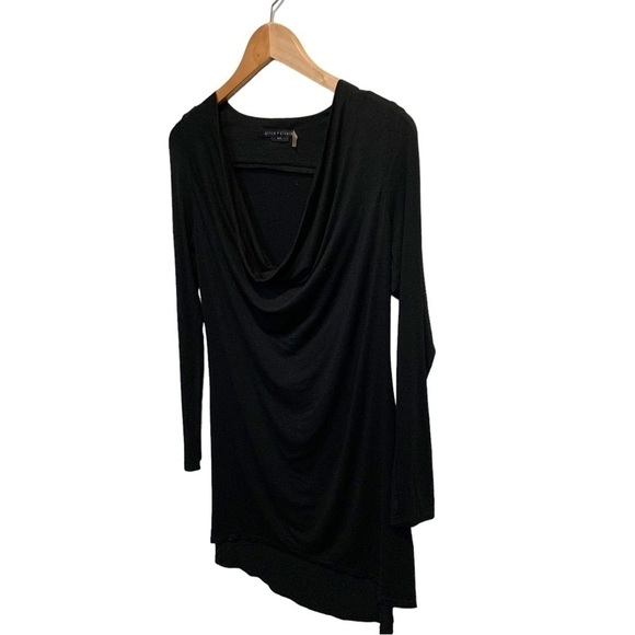 Alice+Olivia Black Base Jersey Knit Draped Cowl Neck Tunic - Picture 7 of 8